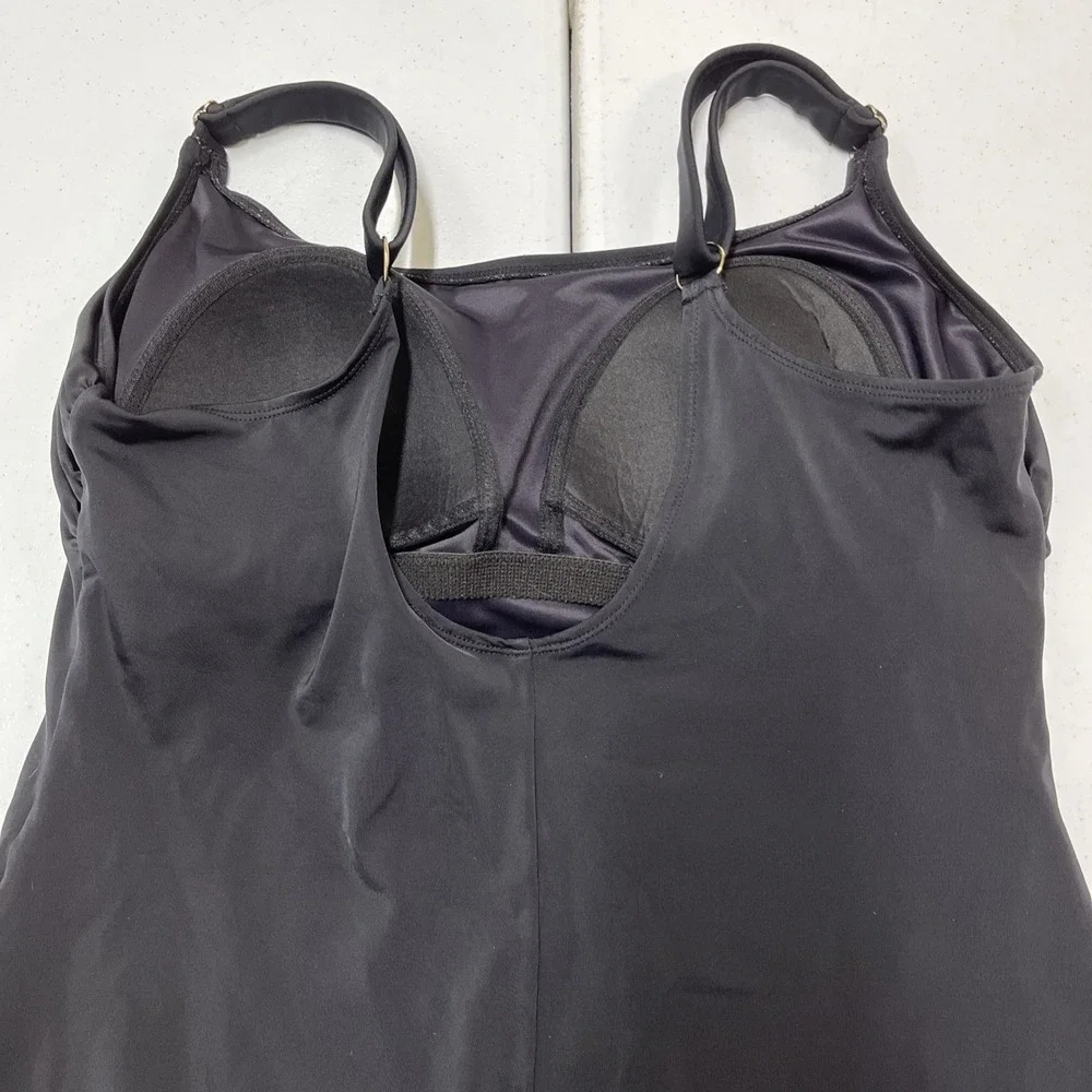 Chicos Swimsuit Black Metallic Studded One Piece 16 Padded Resort Vacation